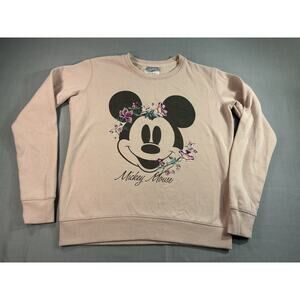 Disney Mickey Mouse Floral Graphic Pink Crewneck Sweatshirt Women’s XS